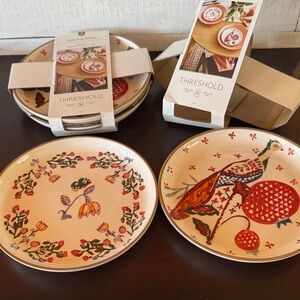 Threshold Floral and Bird Pattern Plates Set of 4 Layering plates